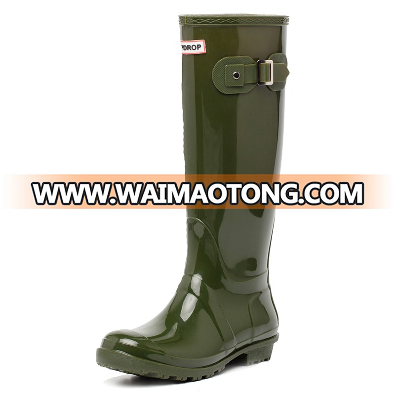 Hotsales New Style Wellington Ladies Tall Rain Boots Colorful Shiny PVC Rain Boots